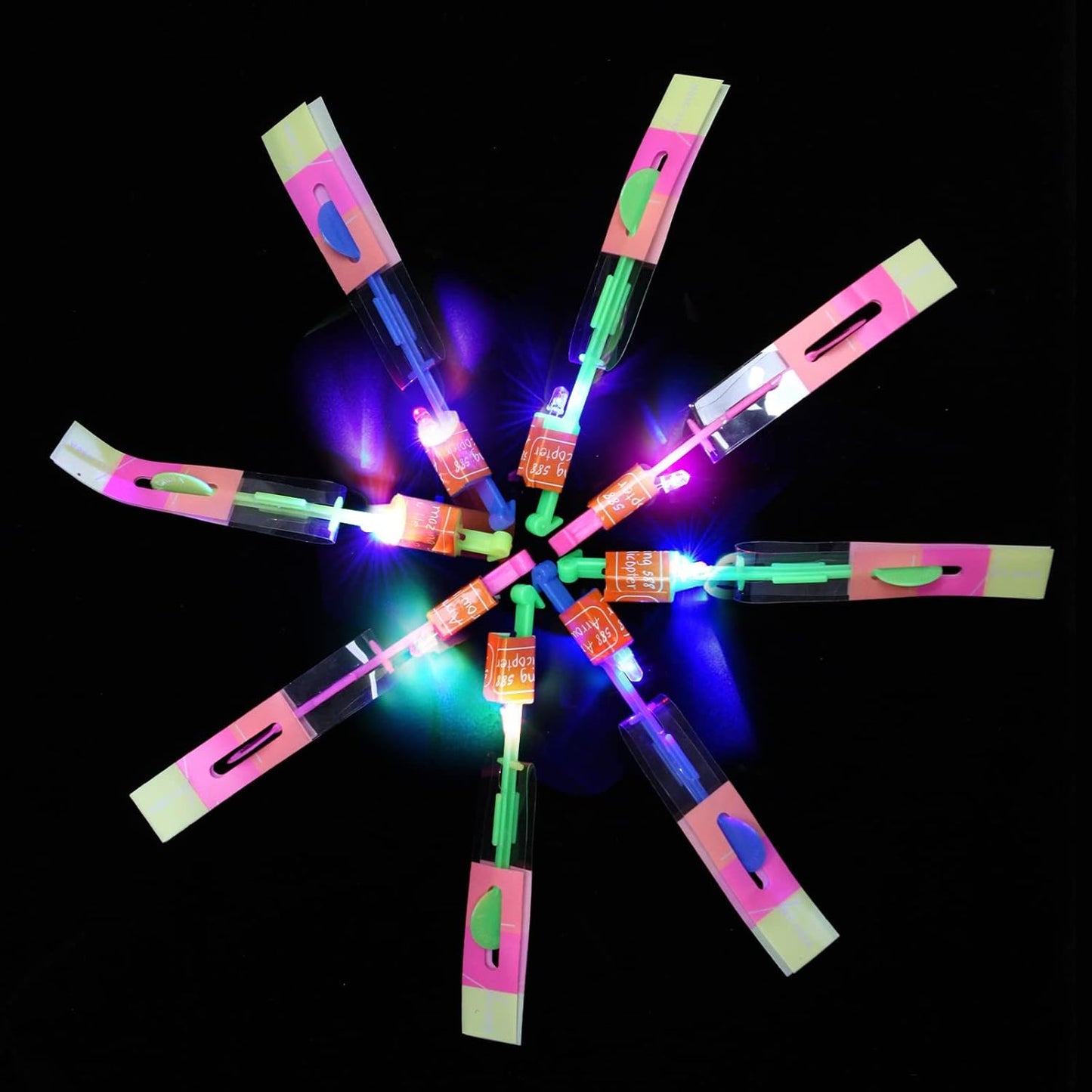 **LPVOQPTH LED Flying Toy Set - 25 Slingshot Glow Helicopters for Outdoor Fun | Perfect Party Favors for Kids 4-12**