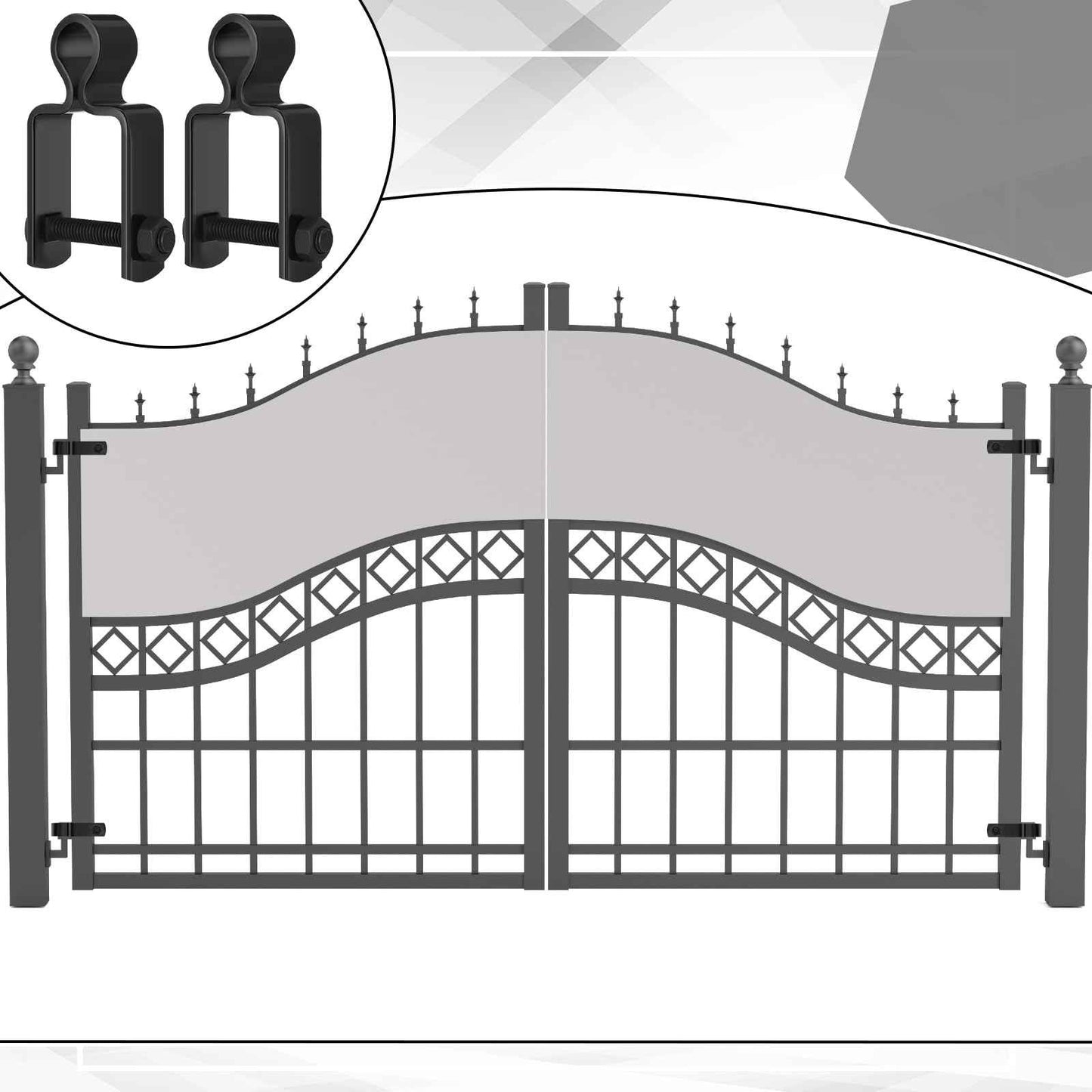 Dansydaisy 2 Pcs 1-1/2'' X 1-1/2'' Square Post Female Hinges 5/8'' Pintle Square Chain Link Fence Gate Post Galvanized Steel Hinge with Bolts and Nuts for Repairing and Replacing Fence Gate(Black)