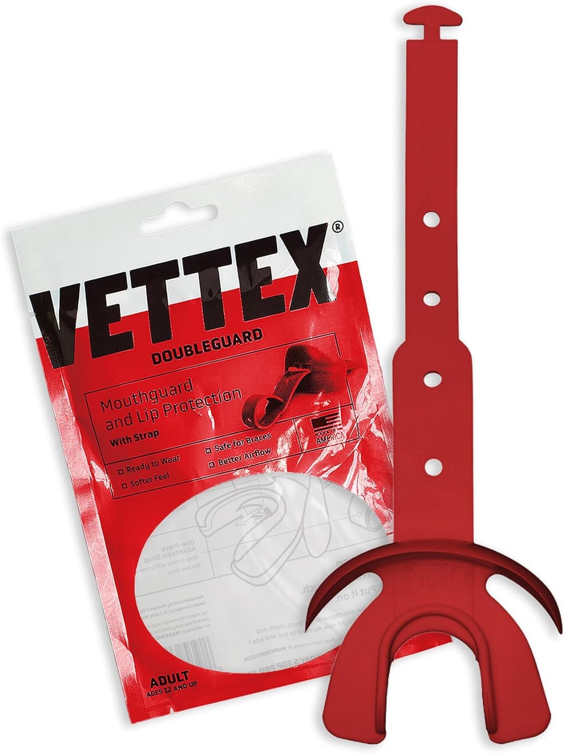 Vettex Double Mouth Guard with Lip Protection, Cardinal (AC25-CD)