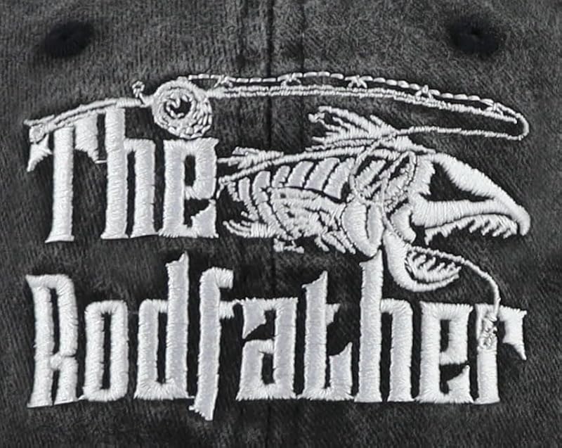 The Rodfather Pugfather Dogfather Grilfather Hats for Men - Adjustable Embroidered Dad Baseball Cap (The Rodfather)