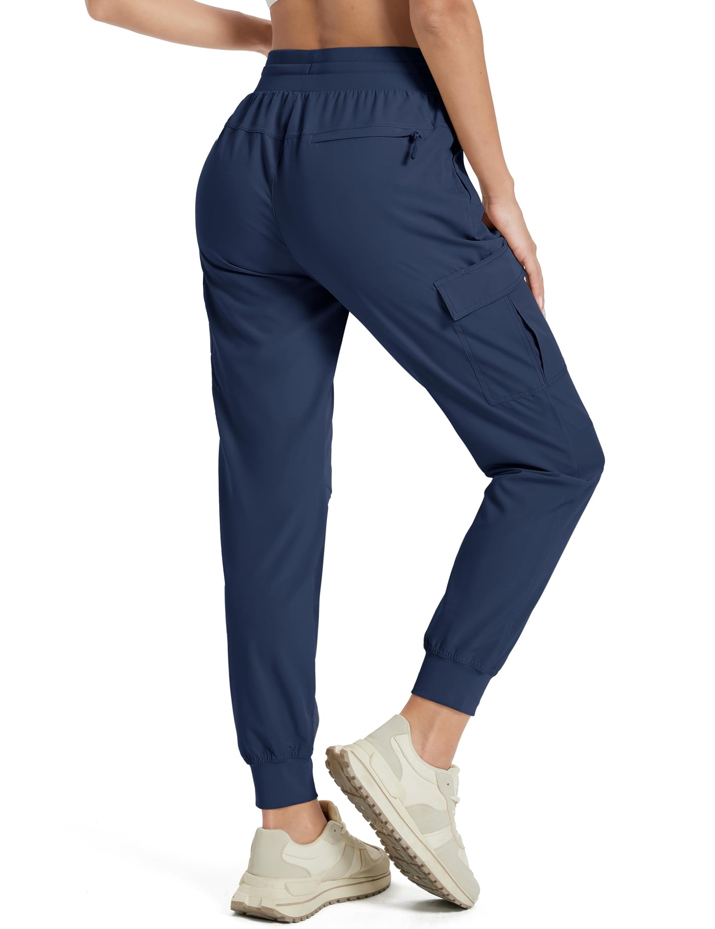 MAGCOMSEN Women's Hiking Pants Lightweight Quick Dry Water Resistant Cargo Joggers Workout Casual 5 Pockets Navy M