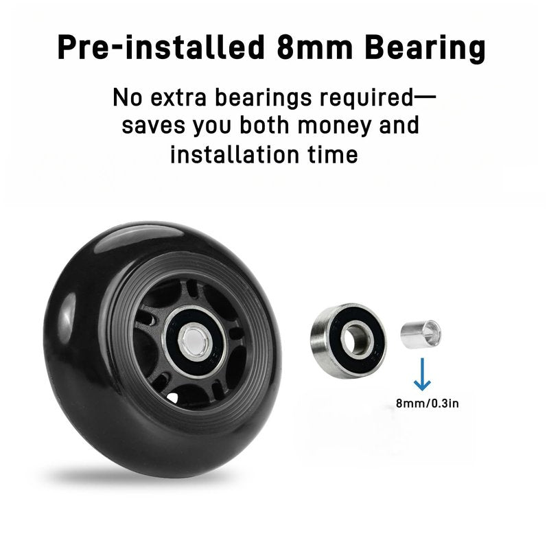VORTRACK 4-Pack Inline Hockey Skate Wheels - 85A Durable PU Wheels with ABEC-9 608-2RS Bearings & Floating Spacers, 80/76/72/70/64mm for Blades Roller Skates, 76mm