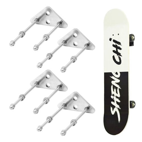CADUFUELLY 4 Pcs Skateboard Wall Mount Metal Skateboard Hanger with 2 Screw Holes for Display Skateboard Deck Storage