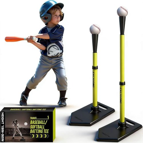 Eastgoing Baseball Tee - Adjustable 19"-32" Height Telescopic Molded Rubber Batting Tee for Kids