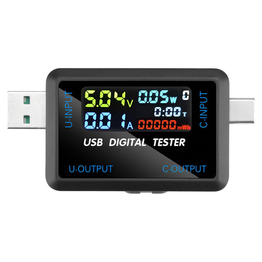 FORIOT USB and Type-C Tester - Multi-Functional Digital Tester for DC 4.5-36V, 0-8A Current and Voltage Meter, Supports Multiple Fast Charging Protocols