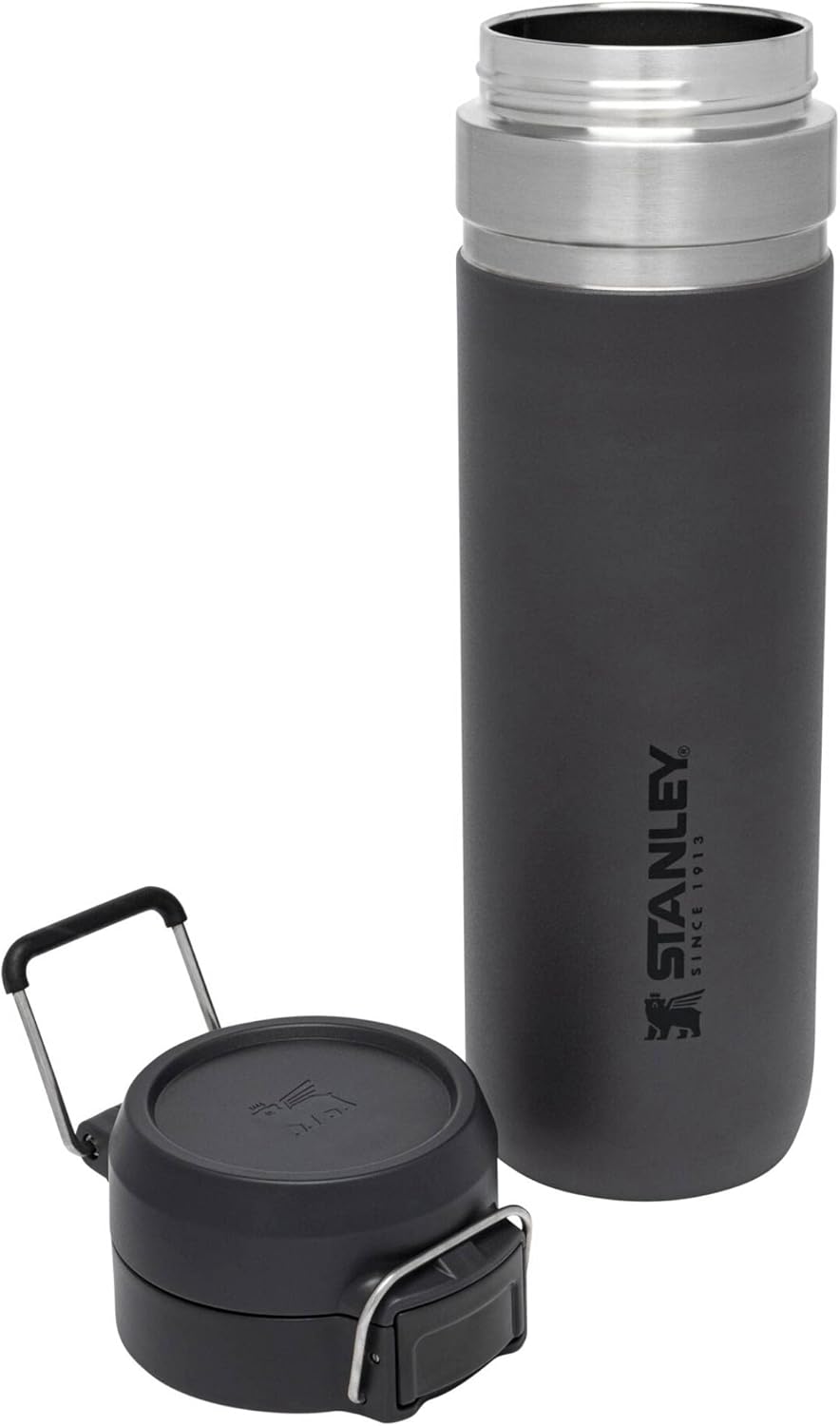 Stanley Quick Flip GO Water Bottle 24 oz - Insulated, Leakproof & Packable for Travel | BPA-Free Charcoal