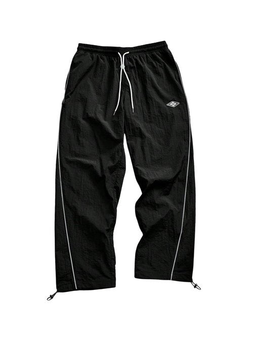 SOLY HUX Men's Parachute Track Pants Baggy Sweatpants Casual Workout Athletic Joggers with Pockets Black Medium