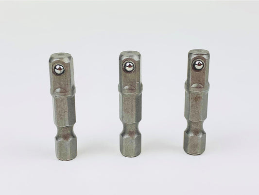 Stubby 1/4 Inch Impact Socket Adapter Bit Only 1.3 Inches Long 3 Pack Stubby 1/4 Inch Impact Socket Bit 1/4" Hex to 1/4" Square