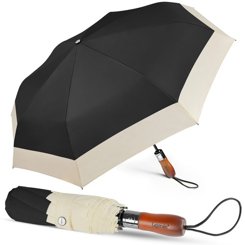 Lejorain Compact Golf Umbrella Large - 54inch Travel Big Portable Automatic Folding Umbrella Windproof for Men Heavy Duty 210T Dupont Teflon Coated Umbrella for Rain