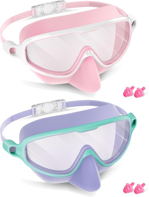 Aegend Kids Swim Goggles - Anti-Fog UV Protection & Comfortable Fit | Age 3-14, No Leaking