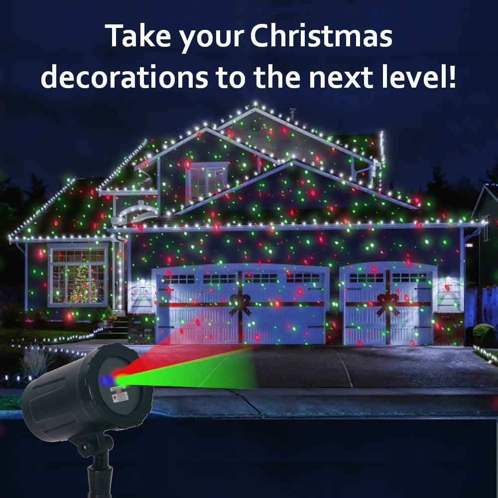 Christmas Projector Laser Lights Outdoor - Outlet Timer and Remote Included - 18 Patterns - Red and Green