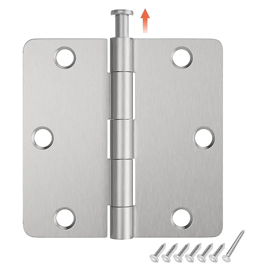 HOSOM 3 Pack Satin Nickel Door Hinges 3.5 Inch Heavy Duty Interior Door Hinge with 1/4" Radius 3-1/2 Brushed Nickel Door Hinges