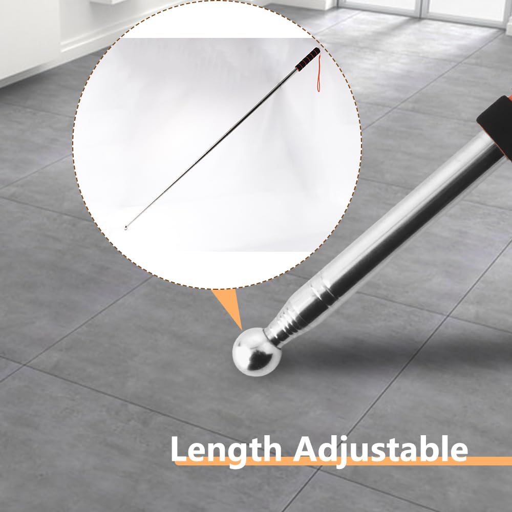 TWZKXC 2 Pcs 51" Hollowing Drum Hammer Sound Detection Folding Stick, Upgraded Reinforced Thickened Telescopic Rod for House Decoration Inspection, Solid Ball Reinforcement Design Comes with Lanyard