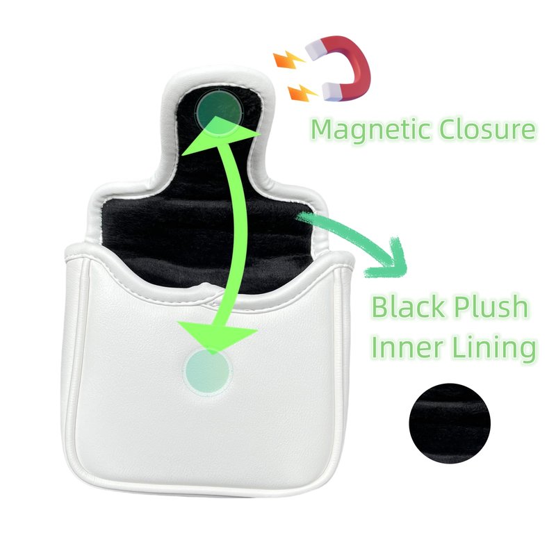 Square Mallet Putter Headcover Head Cover, Golf Putter Covers Magnetic Closure Lucky Clover Design Golf Club Covers, Waterproof PU Leather Golf Putter Cover for Men and Women