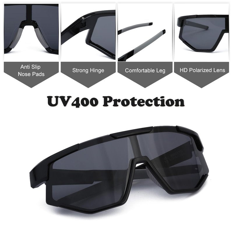 Aofalbe Kids Baseball Sunglasses, Youth Polarized Sports Sunglasses for Boys Girls, Softball Cycling Goggles UV400 Protection (Black Frame Purple Lens)