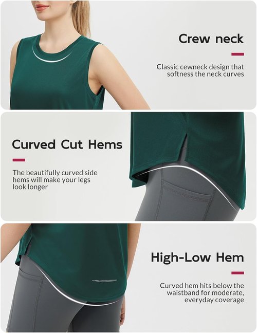 Baleaf Women's Sleeveless Workout Tank Top - High Neck Athletic Racerback for Yoga & Running