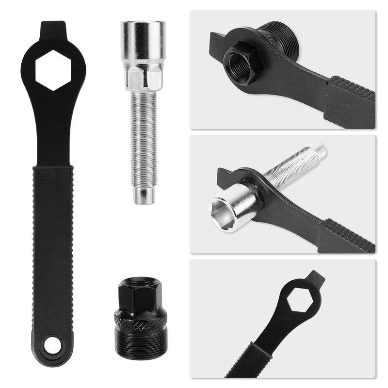 Oumers Bike Crank Puller Tool Set, Bike Crank Extractor Bike Bottom Bracket Remover 17mm 16mm 15mm Spanner Wrench Fit for Removing Bicycle Crank