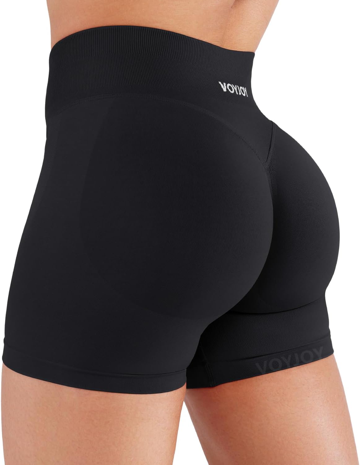 VOYJOY Women's Yoga Shorts - 4.5" Seamless Hidden Scrunch Design for Butt Lifting | Comfortable Workout Gear