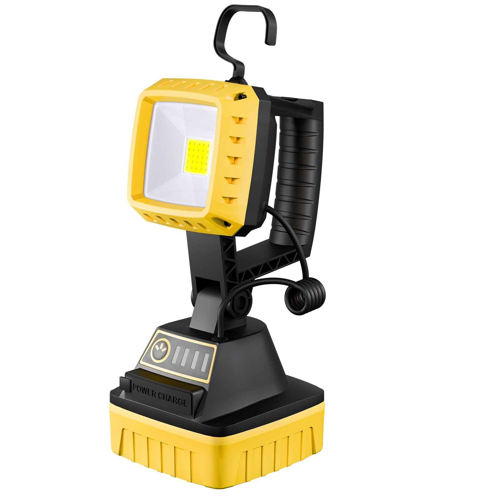 WENFENG Rechargeable LED Work Light, 3 Modes Rotate Spotlight Flashlight, Magnetic Base and Hook Mechanic Light, Waterproof Handheld Spot Light Searchlight for Outdoor, Repairing, Emergency
