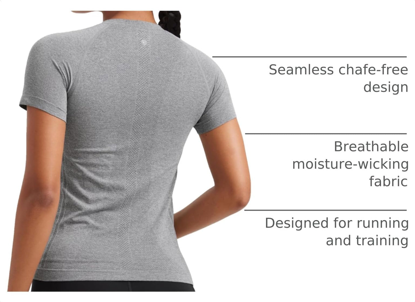 CRZ YOGA Seamless T-Shirt Hip Length Slate Grey Marl X-Large