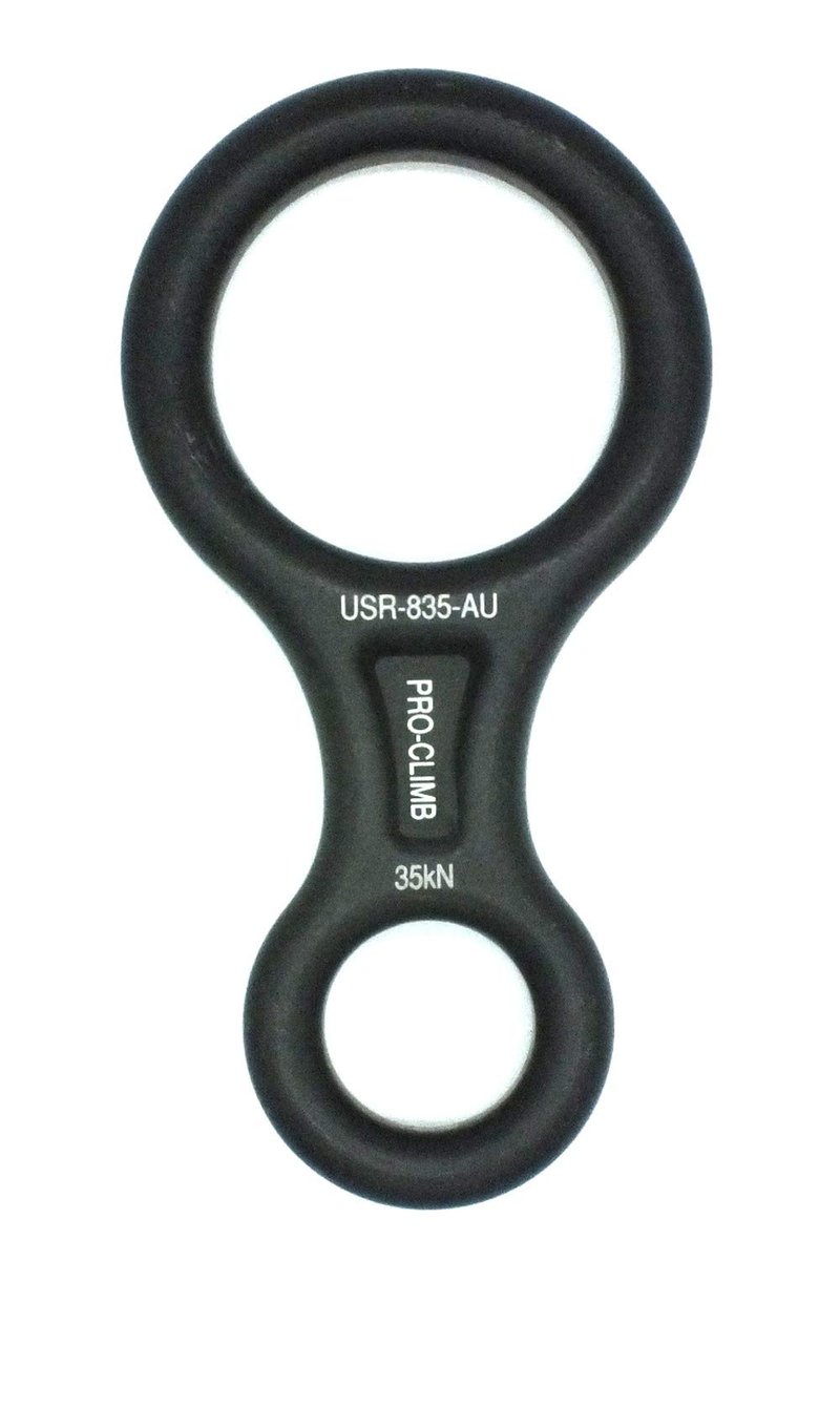 ProClimb 35 kN Fall Rescue Figure 8 Aluminum Descender Rigging Plate Heavy Duty Belay Device (Black)
