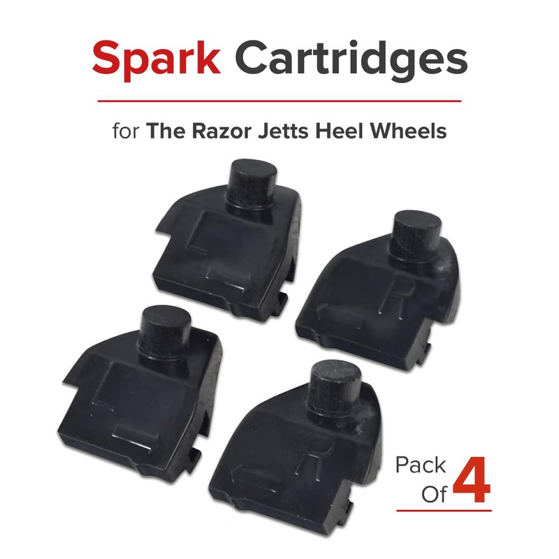 AlveyTech Replacement Spark Cartridges for the Razor Jetts Heel Wheels (Pack of 4) - Four Cartridge Kit, Compatible with Both Jetts and Jetts DLX Skate Models, Accessories for Kids Shoe Wheel Skates