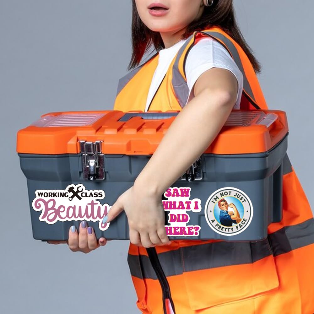 Women Hardhat Sticker | Funny Women in Trade Decals | Female Blue Collar Hard Hat Decals for Car,Waterbottle,Phone,Laptop