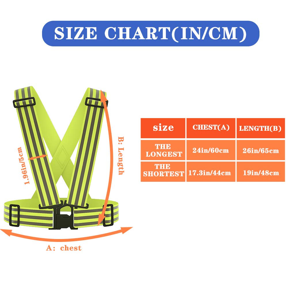 AYKRM Reflective Vest with Hi Vis Bands, Fully Adjustable & Multi-Purpose: Running, Cycling, Motorcycle Safety, Dog Walking - High Visibility (Yellow, S-XL)