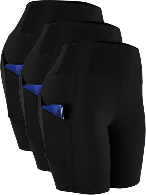 CADMUS Women's High Waist Yoga Shorts - Spandex for Bike & Running with Two Side Pockets