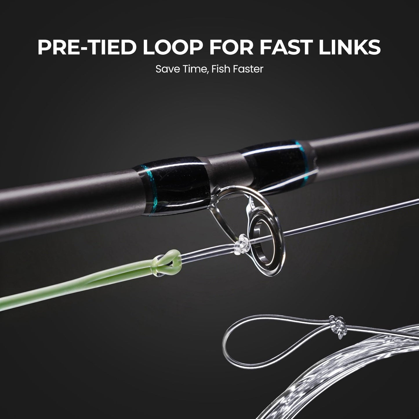 Piscifun Fly Fishing Leader with Pre-Tied Loop, Tapered Fly Line Leader, Nylon, Clear, 12ft, 6 Pack, 4X