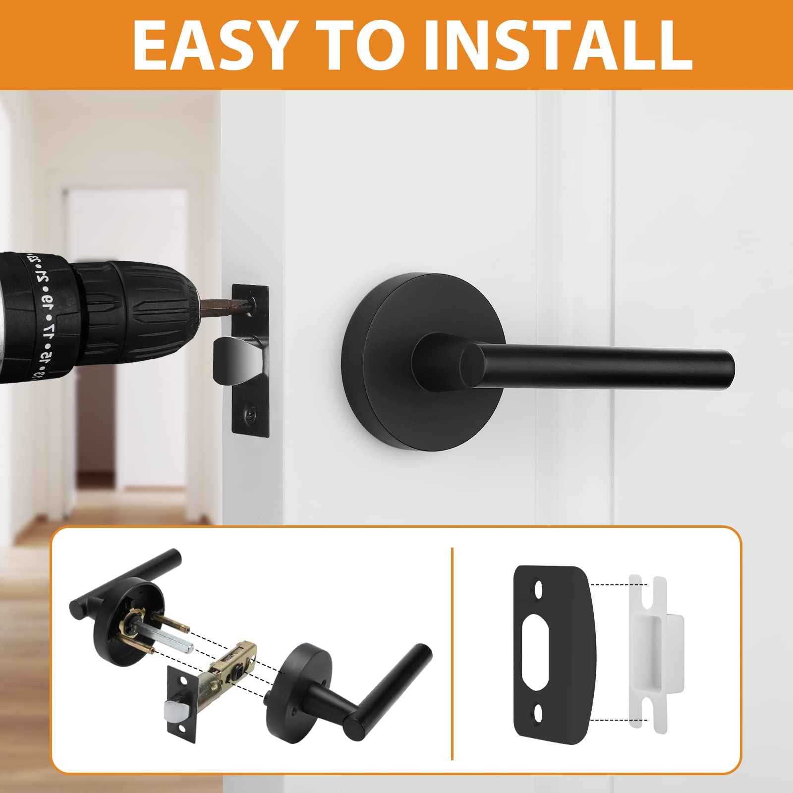 Haidms 3 Packs Matte Black Closet Door Handle, Passage Door Lever, Black Hall and Closet Door Handles for Hallways, Closets and Laundry Rooms