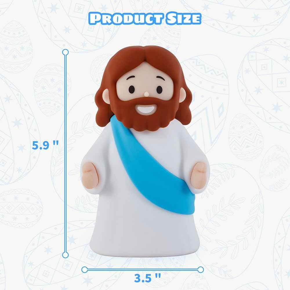 magical JD Little Jesus Night Light Mini Jesus Silicone Lamp Dimmable Nursery Nightlight for Kids Rechargeable Bedside Touch Lamp Perfect for Christmas, Easter and Baptism Gifts (Blue)