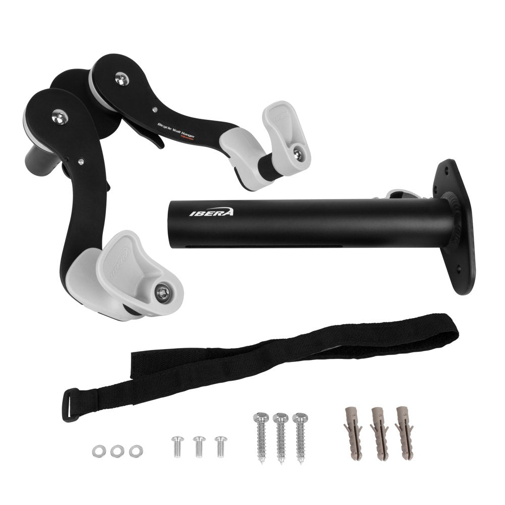 Ibera Horizontal Wall Mount Hanger, Indoor Bicycle Hook Holder Storage Rack for Home or Garage, 45 Degree Adjustable Angle to Keep Bike Level