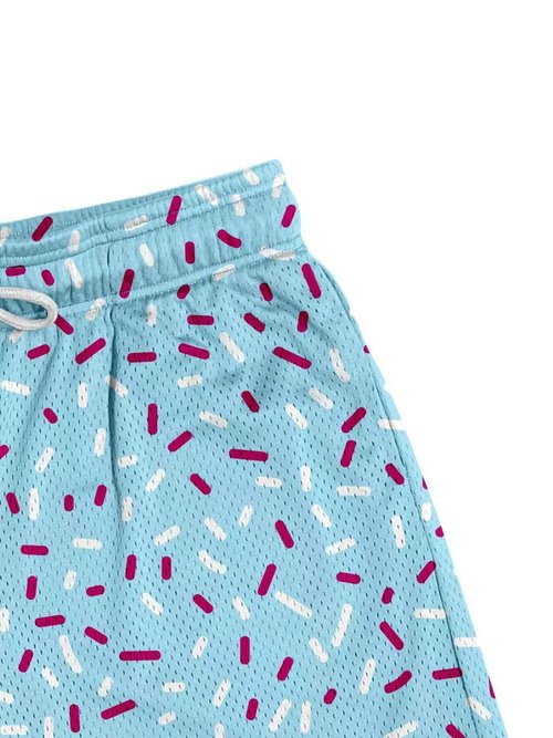 Men's Ice Cream Graffiti Print Mesh Athletic Lightweight Quick-Dry Gym Shorts with Pockets for Running Basketball Workout (US, Alpha, Small, Regular, Regular, Blue)