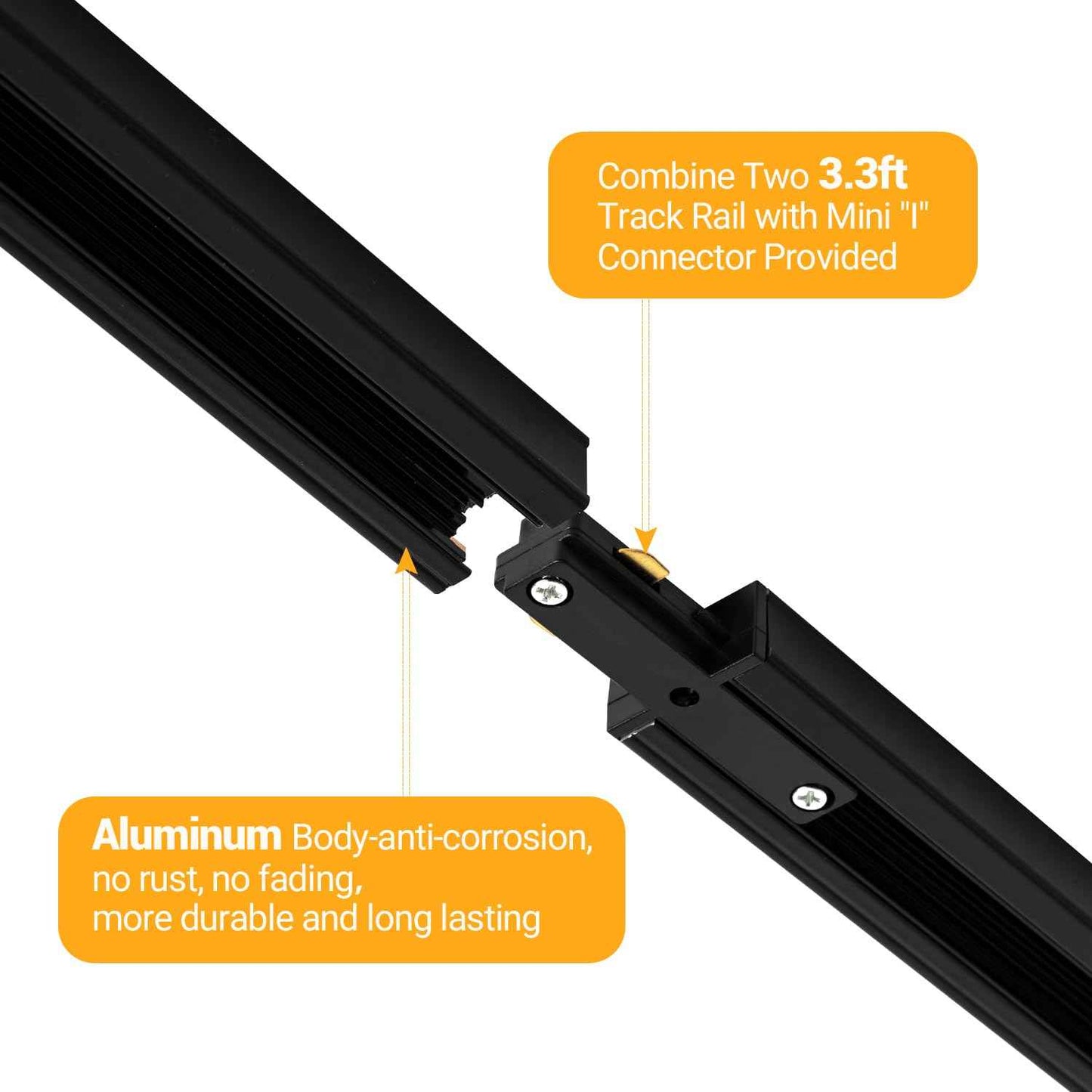 VANoopee 13FT H Track Lighting Rails Black, H Type Track Lighting Kit with Floating Canopy Connector, End Caps, Live End Feeds, I T & L Connectors, Compatible with Single Circuit H Style Track System
