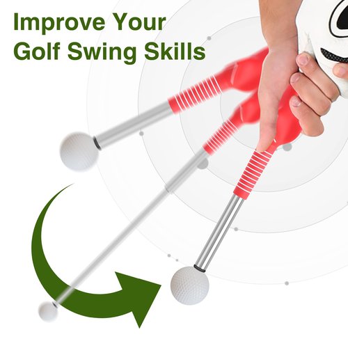 ScroRich Retractable Golf Swing Trainer, Portable Grip Trainer and Training Auxiliary Elastic Band for Beginners, Indoor & Outdoor Practice(Red)