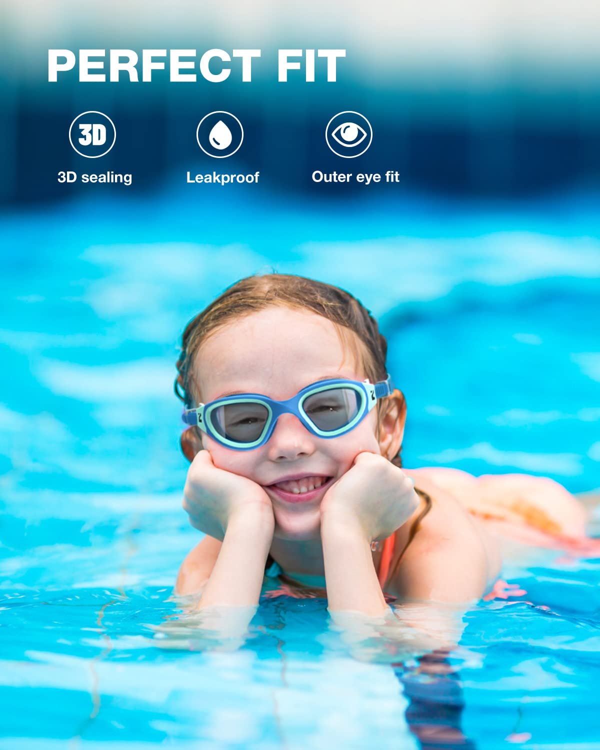 ZIONOR Kids Swim Goggles, G1MINI SE Ages 6-14 No Leak Anti-Fog