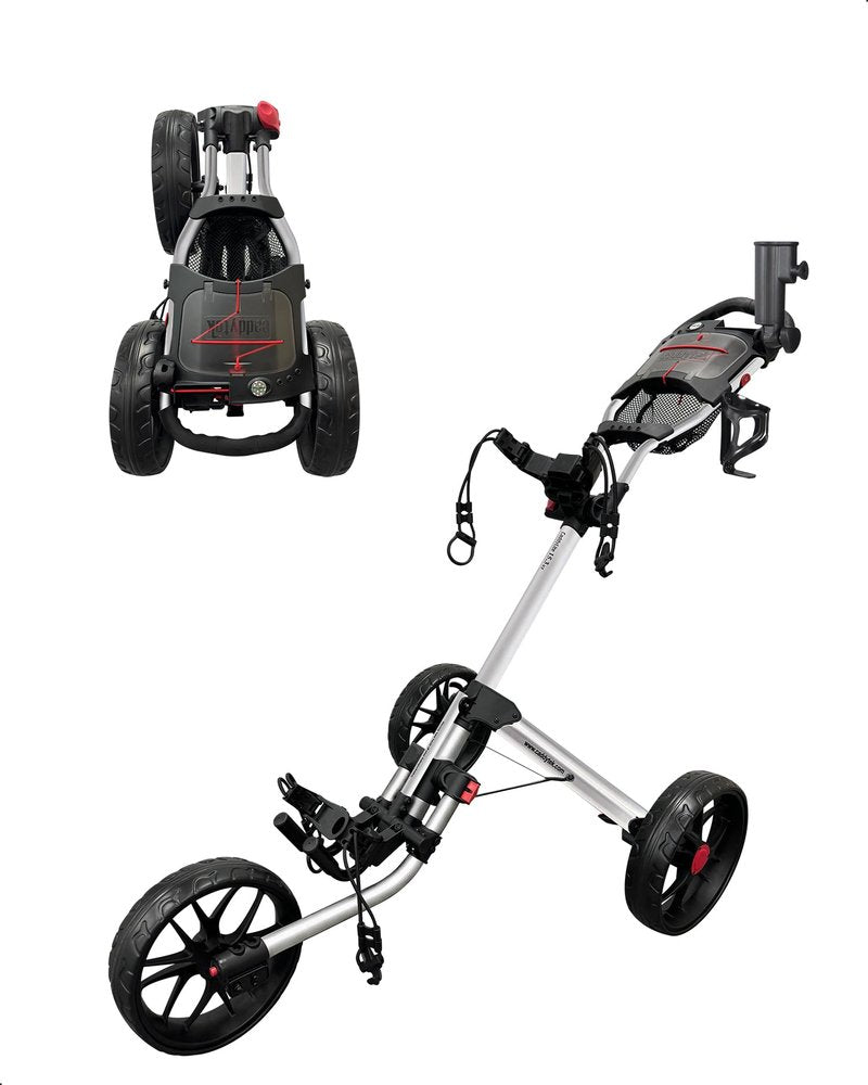 Caddytek CaddyLite 11.5 V3 3 Wheel Golf Push Cart - SuperLite Deluxe, Lightweight, Easy To Fold Caddy Cart Pushcart , Silver , 53.5 x 27 x 45"