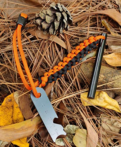 4-Inch Ferro Rod Fire Starter with Paracord Lanyard and Whistle