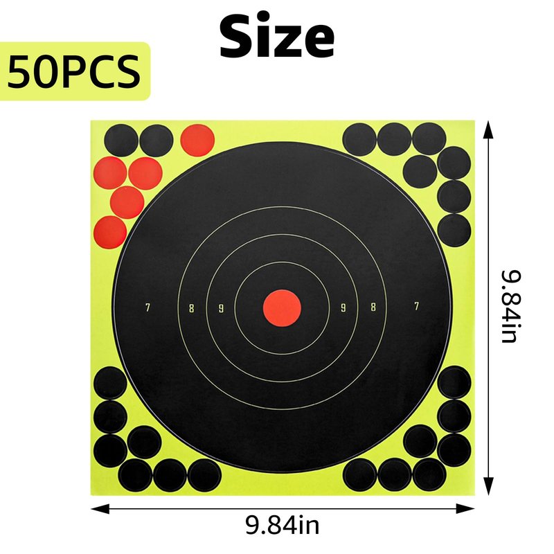50PCS Self Adhesive Shooting Target, 10 Inch Paper Sticker Targets with Cover-up Patches, Paper Target for Gun, Pistol, Rifle, Bb Gun, Airsoft, Pellet Gun, Air Rifle