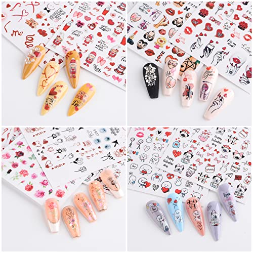 8 Sheets Valentine's Day Nail Art Stickers - Colorful Designs