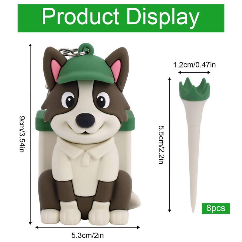 Penitue Dog Caddy Golf Tee Holder Bag Accessories, Including 8 Golf Ball Tees Creative Cute Puppy Holder Set for Women Men Golfers Attaching to Backpack Shoulder Bag Belt