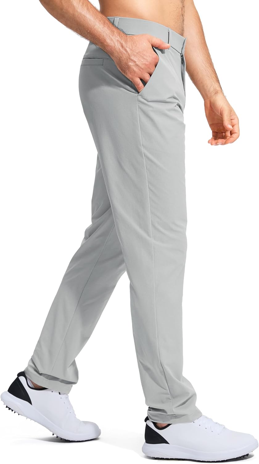 Pudolla Men's Golf Pants - Lightweight Quick-Dry Casual Slacks with Pockets | Stretch Comfort in 30"/32"/34" Sizes