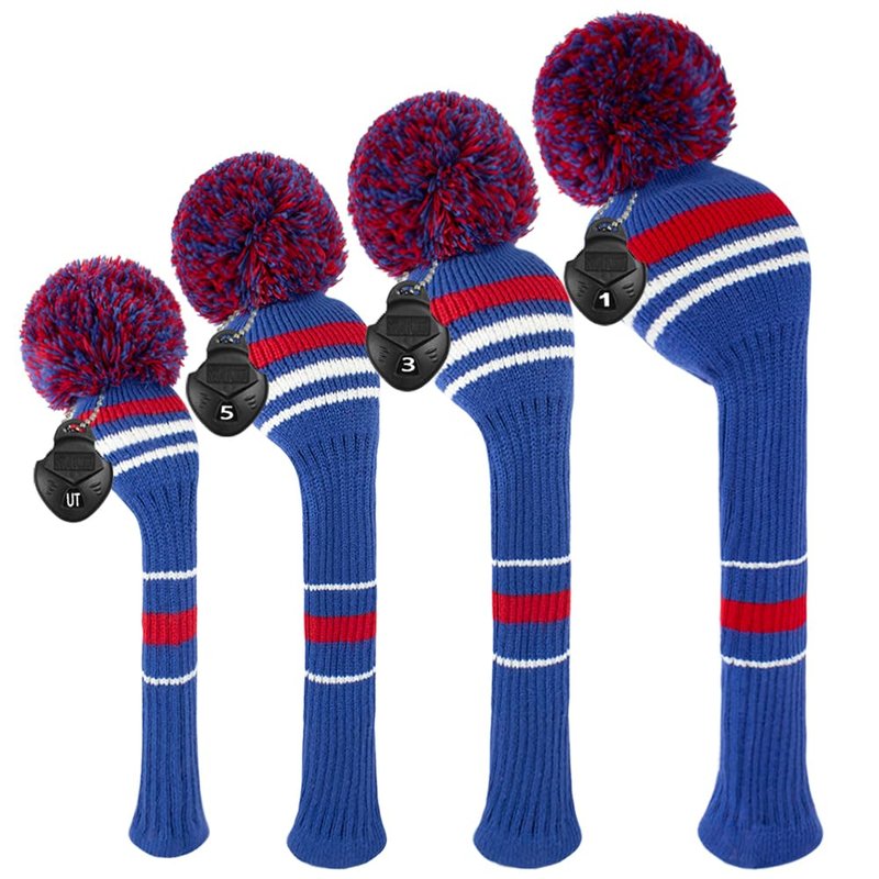 Scott Edward Personalized Golf Club Covers 4 Counts for Woods and Driver Fit Max Drivers Fairways Hybrids/Utility Big Pom Pom Customized Patterns Decorate Golf Bags
