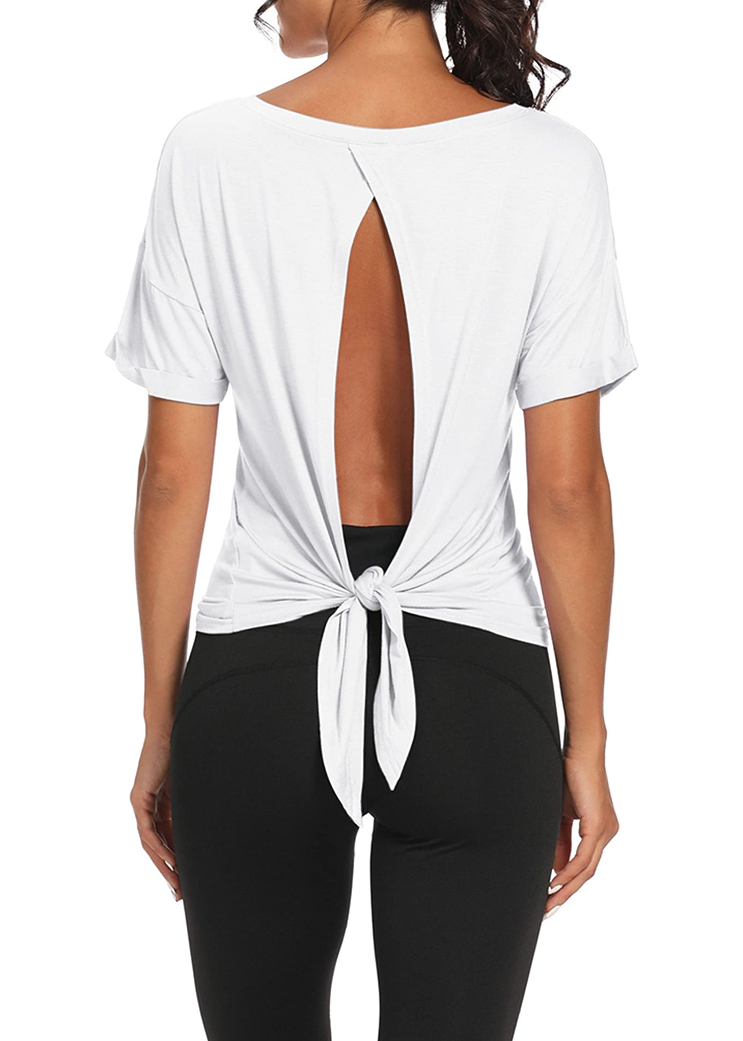 Bestisun Workout Tops Athletic Shirts Backless Sports Clothes White S