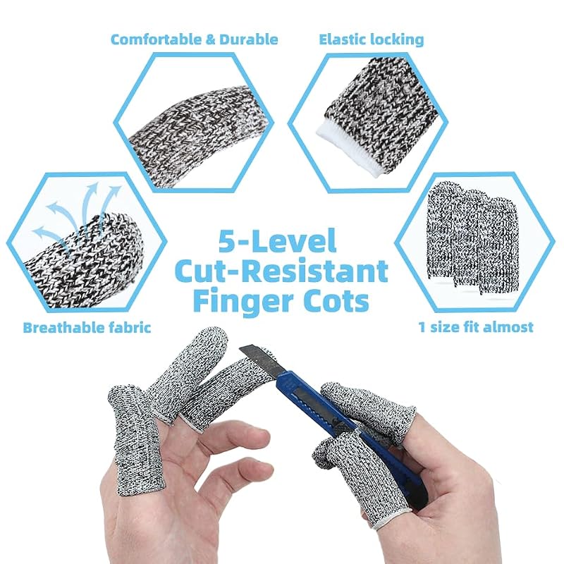 Reusable Finger Sleeve Protectors - 12 Pack Cut Resistant Cots