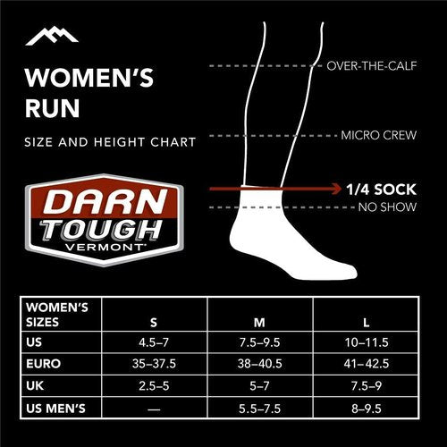 Darn Tough Women's Ultra-Lightweight 1/4 Run Socks - Comfort & Performance | Style 1044