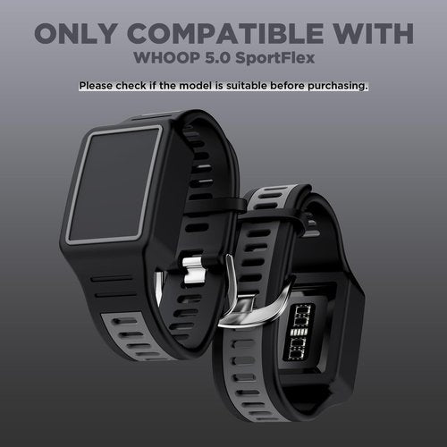 FGERWZ for WHOOP 5.0 SportFlex Silicone Strap,Replacement Strap Compatible with WHOOP 5.0 SportFlex Band,Soft Scratch-Proof Skin-Friendly Replacement Strap Accessories (Black Gray)