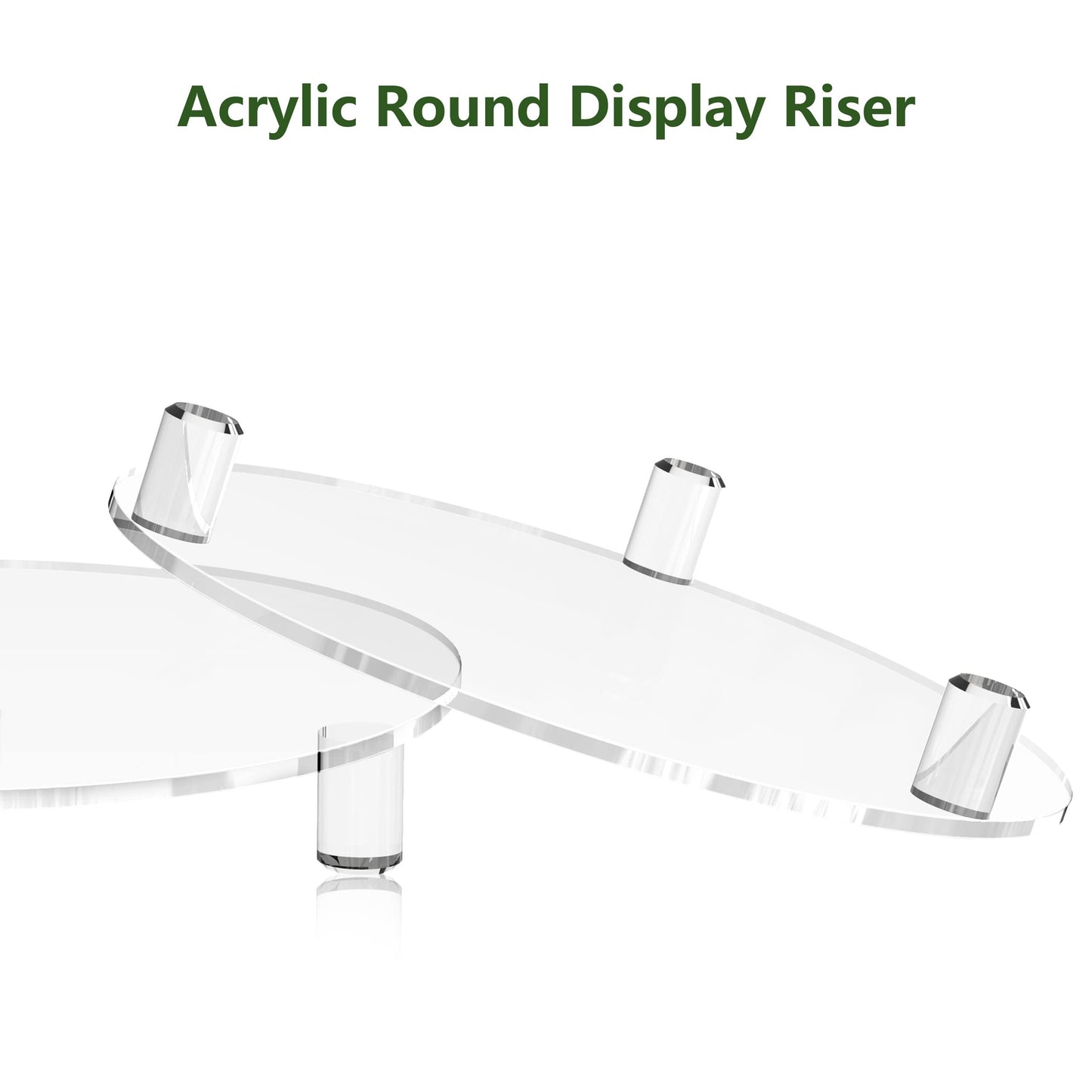 SVENJBB Clear Round Pedestal Riser Board 7 Inch 2-Pack, Decorative Acrylic Display Stand for Home and Kitchen Counter Décor, Waterproof Display Tray for Plants and Bathroom
