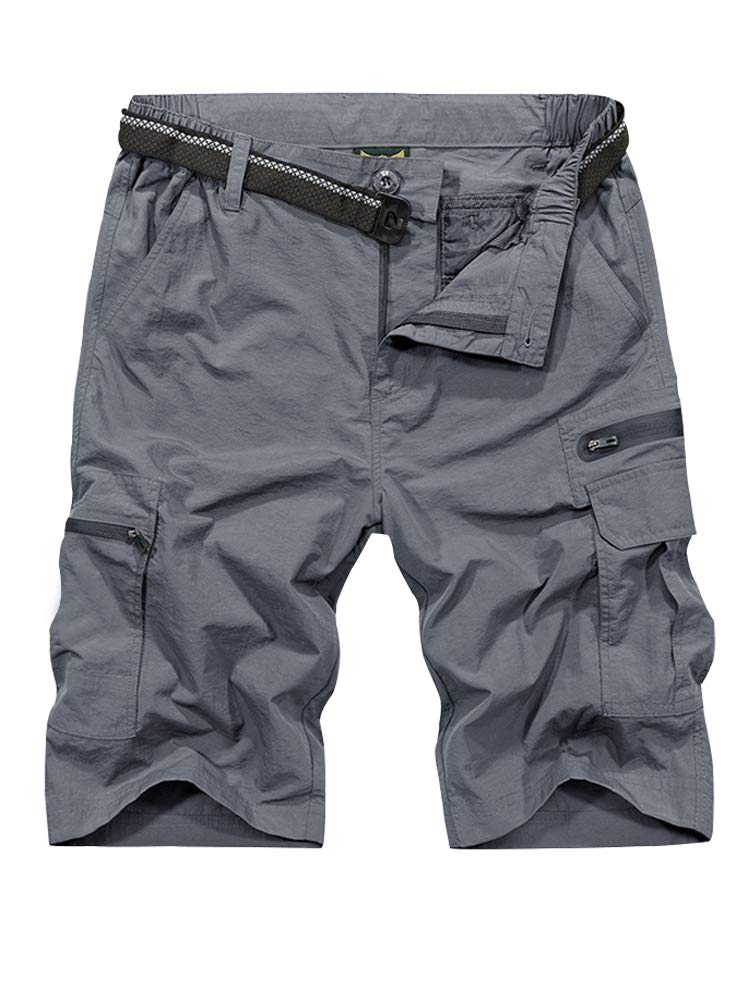 Jessie Kidden Mens Outdoor Casual Expandable Waist Lightweight Water Resistant Quick Dry Fishing Hiking Shorts #6222-Grey,30